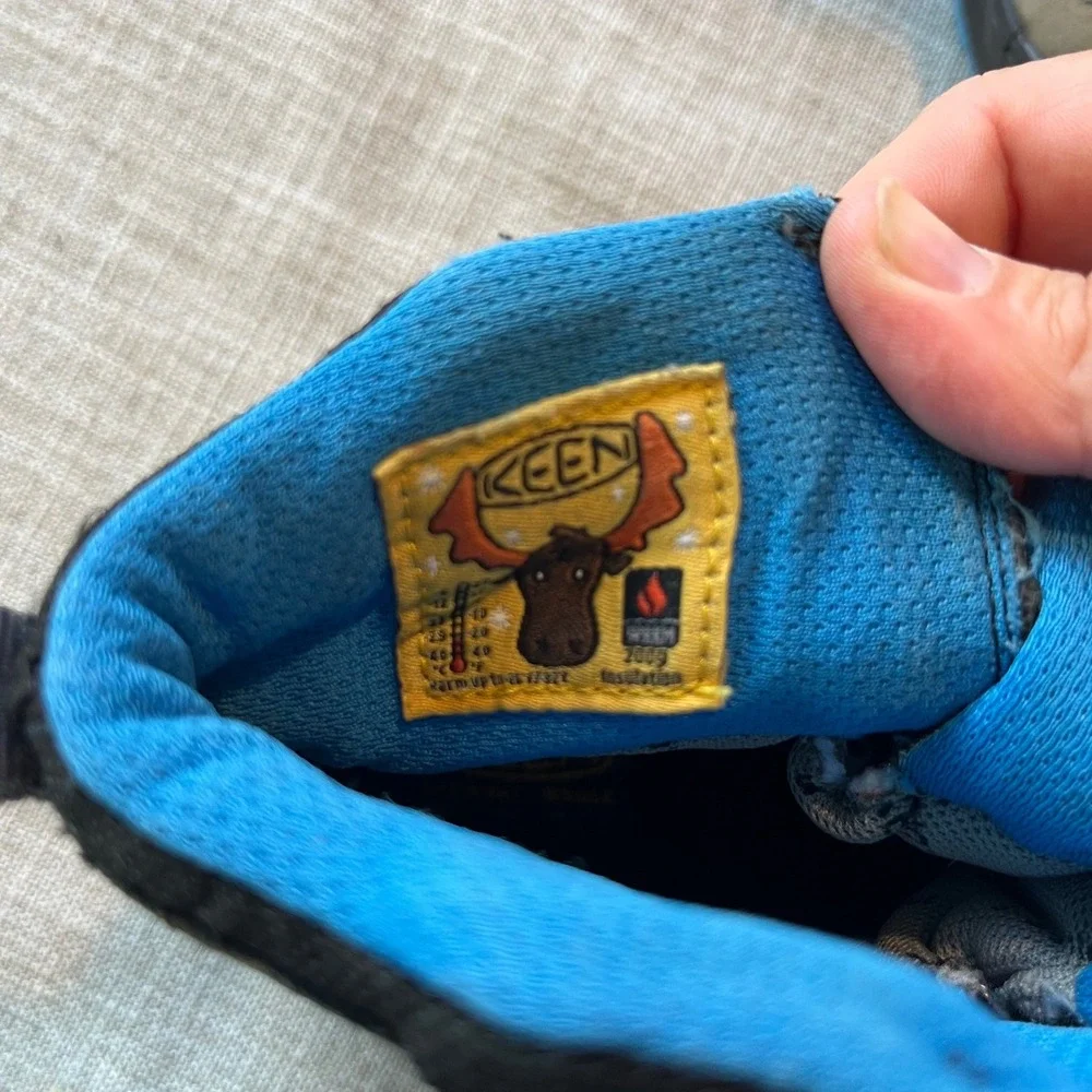 Keen Kids Waterproof Hiking Boots Gray Blue Triple Strap Size 12 US 30 EU